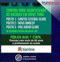 Drive thru é a novidade da vacinação contra a gripe em Santos