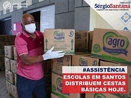 Santos já entregou mais de 6,5 mil cestas a famílias de alunos da rede municipal